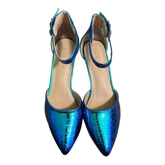 Chase & Chloe Rainbow Snake Iridescent Pointed Toe Heels NIB Designer US 5.5 - Picture 4 of 15